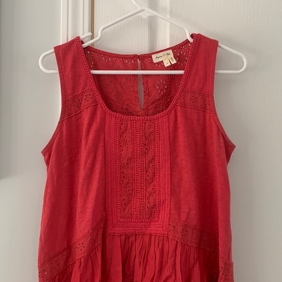 Meadow Rue Tank Top‎ size small eyelet top peplum pink red - Picture 5 of 14